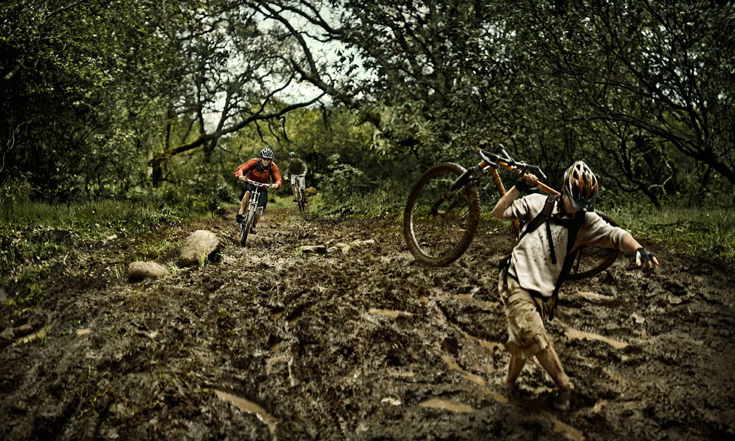 mountain bikers in the jungle
