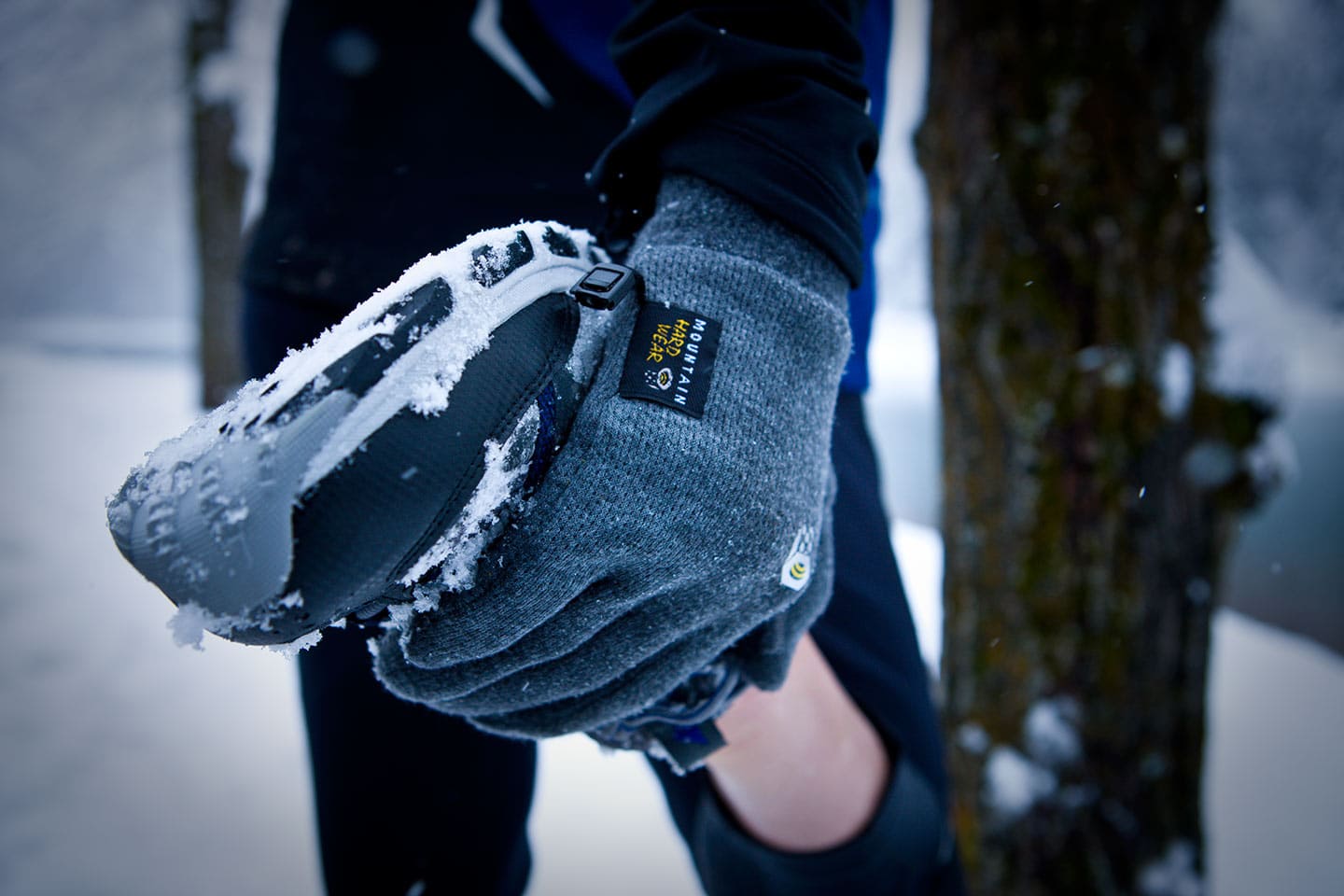 Image of Leg Stretch Close Up Perspective of Hand Athletic Mountain Hard Wear Glove