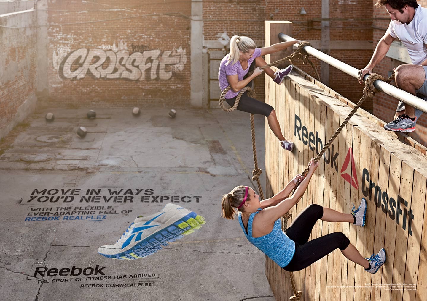 Wall Rope Climb Athletic Crossfit Workout Women Reebok Apparel Advertisement Horizontal